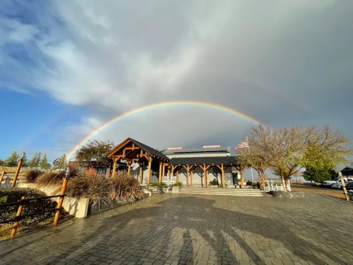 A rainbow over the Barn at Whealtand Hills
